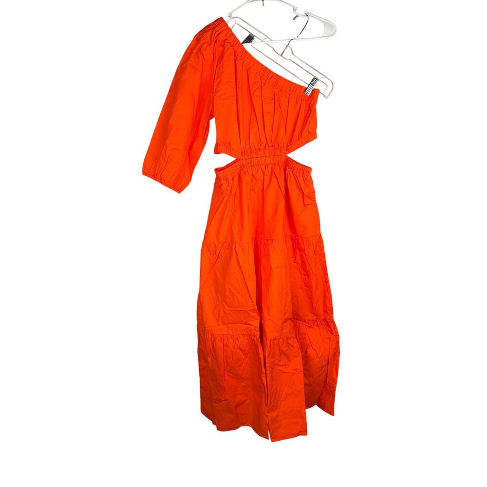 The Drop April Tiered Midi Dress Fire Orange New Small Prairie Boho Bright